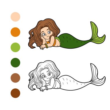 Çocuklar için (küçük kız deniz kızı boyama kitabı)