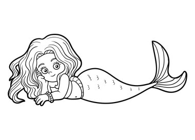 Çocuklar için (küçük kız deniz kızı boyama kitabı)