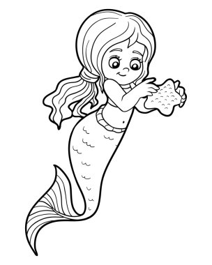Çocuklar için (küçük kız deniz kızı boyama kitabı)