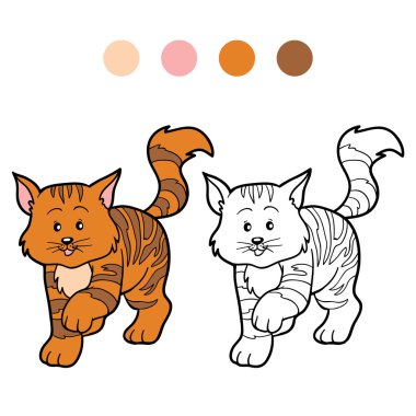 Çocuklar için (çizgili kedi boyama kitabı)
