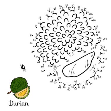 Numbers vector game: fruits and vegetables (durian)