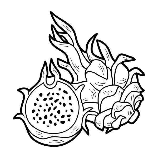 Libro para colorear juego: frutas y verduras (fruta del dragón ) — Archivo Imágenes Vectoriales