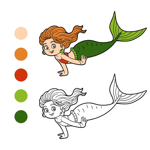 Libro para colorear para niños (niña sirena ) — Archivo Imágenes Vectoriales