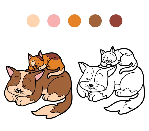 Livre à colorier pour enfants (deux chats tachetés ) — Image vectorielle