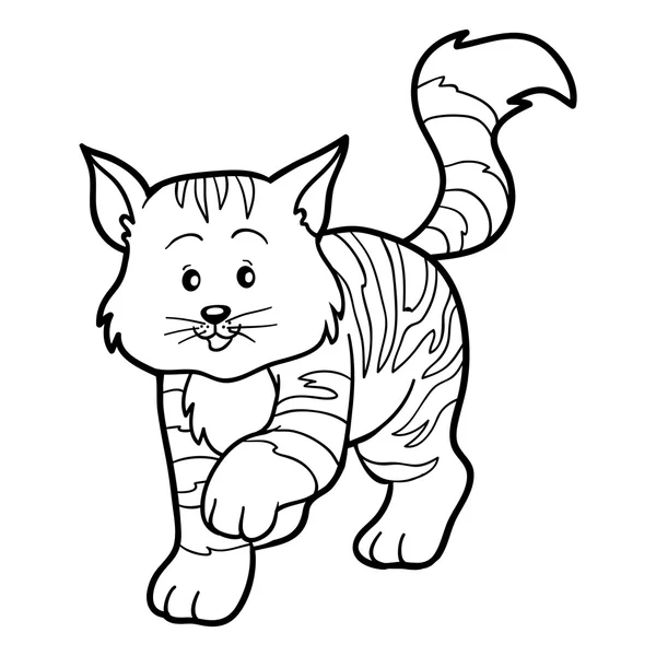 Coloring book for children (striped cat) — Stock Vector