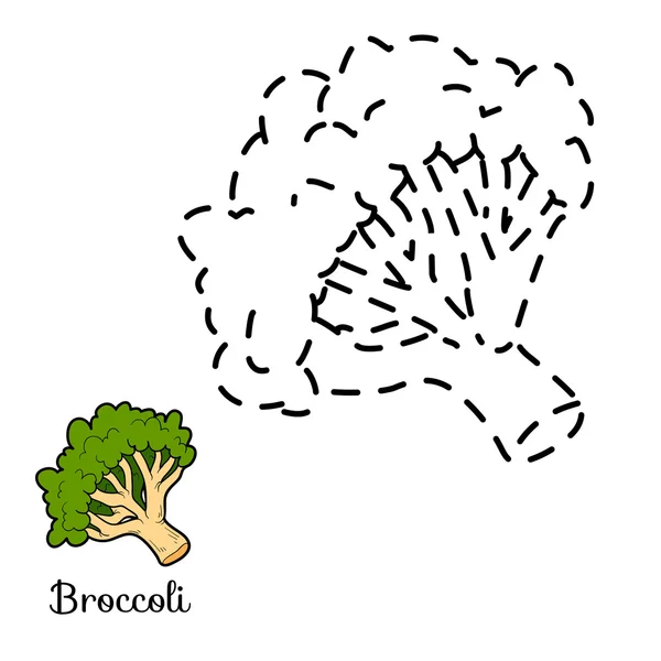 Connectez les points : fruits et légumes (brocoli ) — Image vectorielle