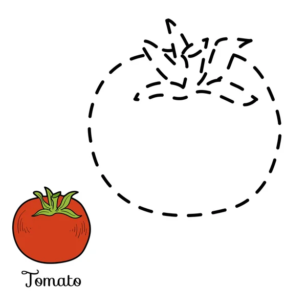 Conecta los puntos: frutas y verduras (tomate ) — Vector de stock