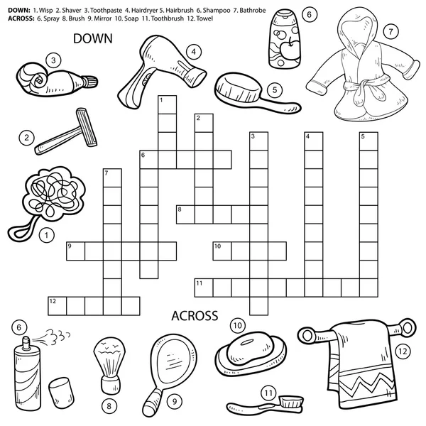 Vector colorless crossword, education game for children about ba — Stock Vector