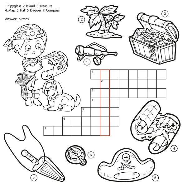 Vector colorless crossword, education game for children about pi