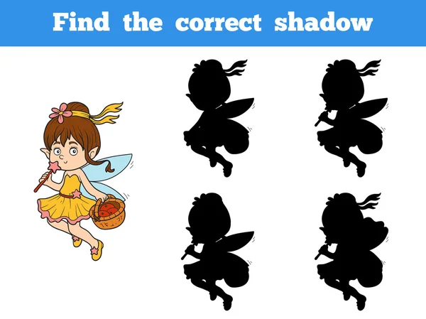 Find the correct shadow game (little girl fairy) — 图库矢量图片