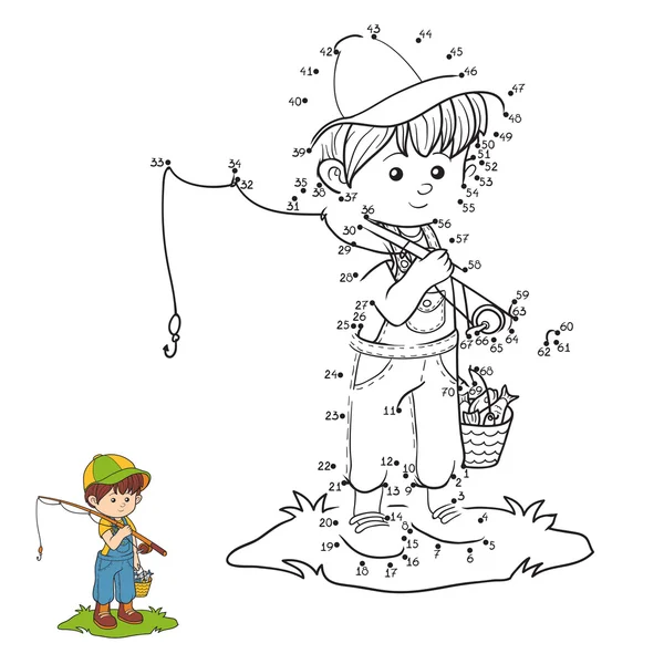 Numbers game (little boy fisher) — Stock Vector