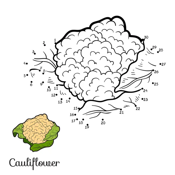 Numbers game: fruits and vegetables (cauliflower) — 图库矢量图片