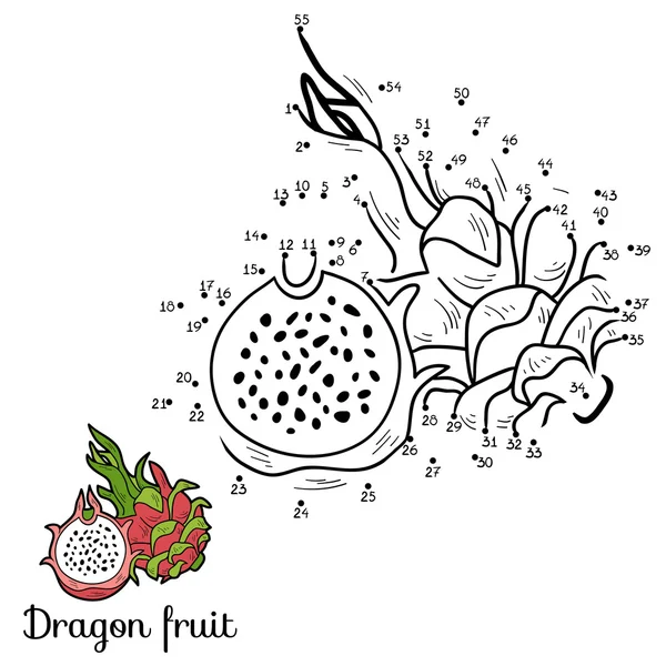 Numbers vector game: fruits and vegetables (dragon fruit) — 图库矢量图片