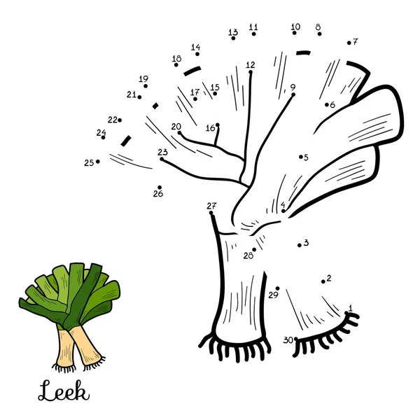 Zahlenvektorspiel: Obst und Gemüse (Lauch)) — Stockvektor