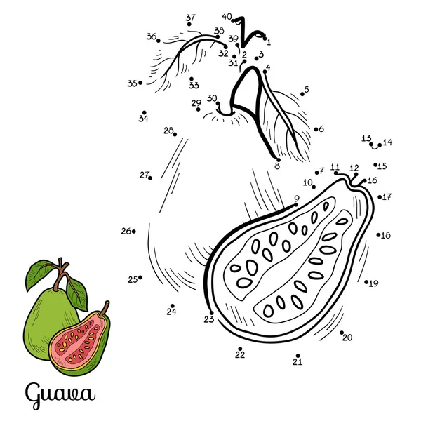 Chiffres jeu vectoriel : fruits et légumes (goyave ) — Image vectorielle