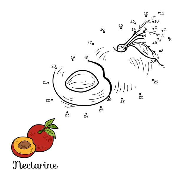 Chiffres jeu vectoriel : fruits et légumes (nectarine ) — Image vectorielle