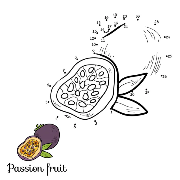 Zahlenvektorspiel: Obst und Gemüse (Passionsfrucht) — Stockvektor