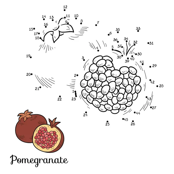Zahlenspiel: Obst und Gemüse (Granatapfel)) — Stockvektor