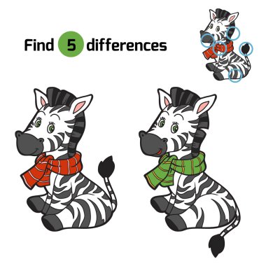 Farkları bulun: Noel kış zebra. Çocuklar için oyun