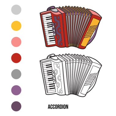 Çocuklar için boyama kitabı: müzik aletleri (akordeon)