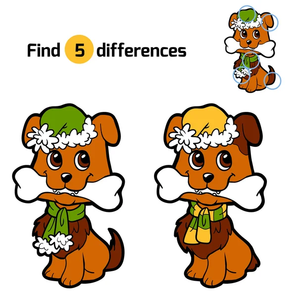 Encuentra las diferencias para los niños: Animales de Navidad (perro ) — Vector de stock