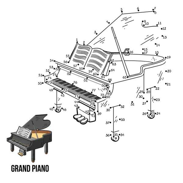 Números de juego para niños: instrumentos musicales (piano de cola ) — Vector de stock