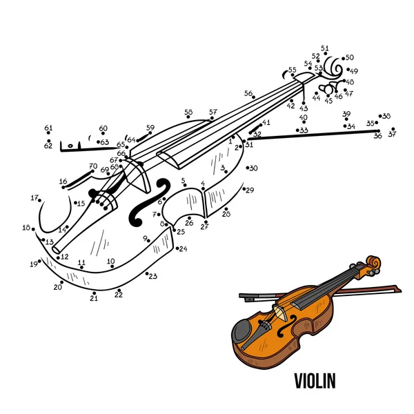 Números Juego para niños: instrumentos musicales (violín ) — Vector de stock