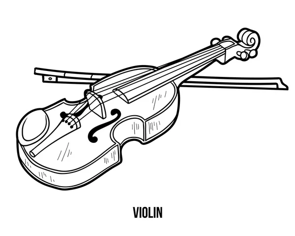 Livre à colorier pour enfants : instruments de musique (violon ) — Image vectorielle