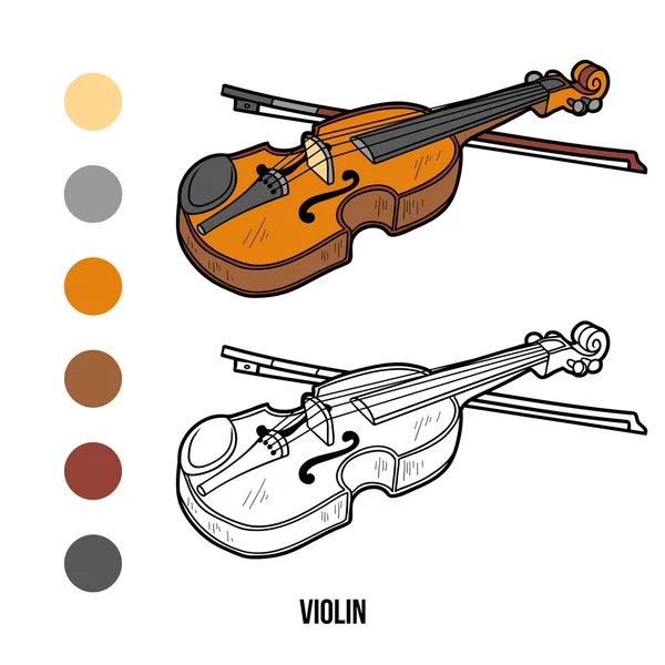 Libro para colorear para niños: instrumentos musicales (violín ) — Vector de stock