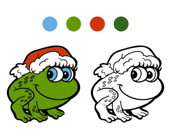 도 서 색칠: 크리스마스 개구리. 어린이 위한 게임 — 스톡 벡터