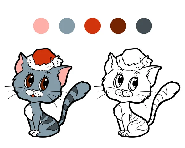 Boyama kitabı: Noel kış kedi. Çocuklar için oyun — Stok Vektör