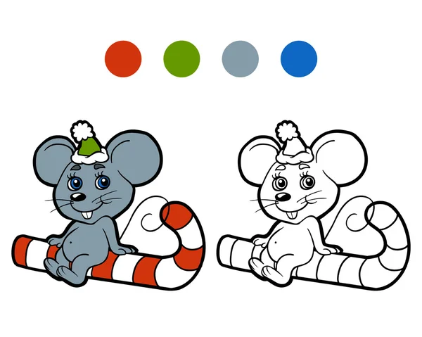 Libro para colorear: Ratón de invierno de Navidad. Juego para niños — Archivo Imágenes Vectoriales