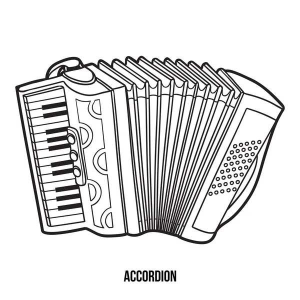 Livre à colorier pour enfants : instruments de musique (accordéon ) — Image vectorielle