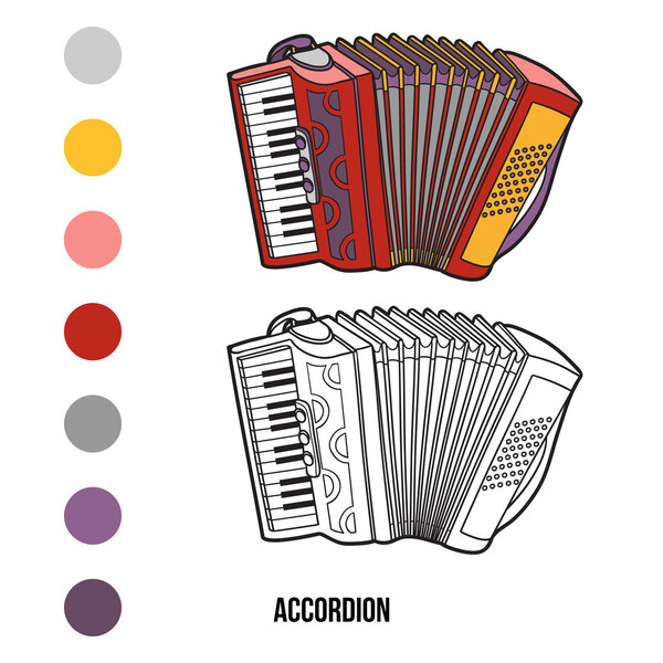 Раскраска для детей: музыкальные инструменты (аккордеон
)