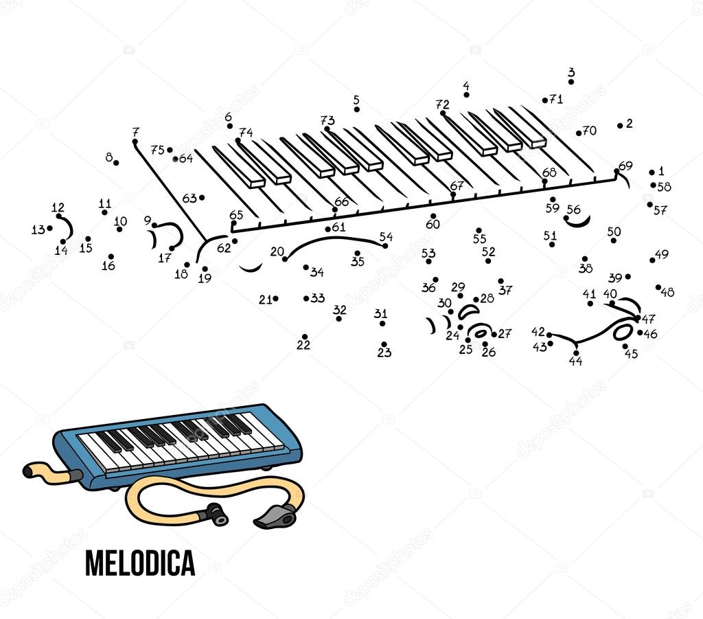 Numbers game for children: musical instruments (melodica)