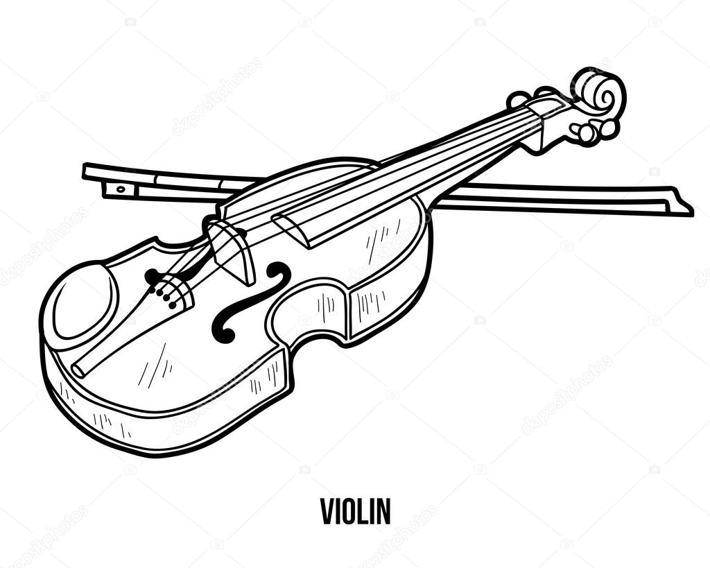 Coloring book  for children: musical instruments (violin)