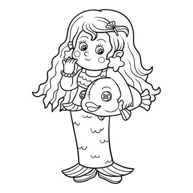 Çocuklar için boyama kitabı: Halloween karakterler (deniz kızı)