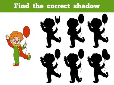 Find the correct shadow: Halloween Characters (clown) vector Find the correct shadow: Halloween Characters (clown) vector