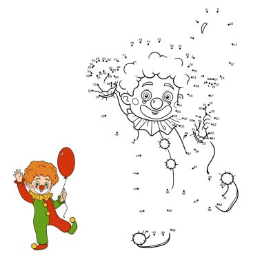 Numbers game for children: Halloween characters (clown) vector Numbers game for children: Halloween characters (clown) vector