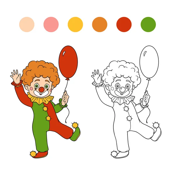 Coloring book for children: Halloween characters (clown) — Stock Vector