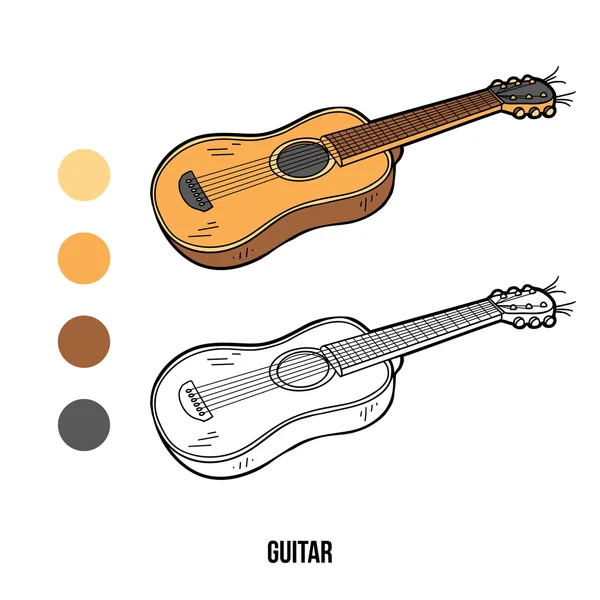 Libro para colorear para niños: instrumentos de música (guitarra ) — Vector de stock