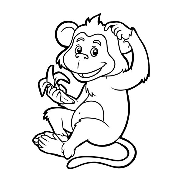 Раскраска для детей: обезьяна
