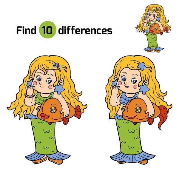 Trova le differenze per i bambini: Halloween personaggi (sirena cos — Vettoriale Stock