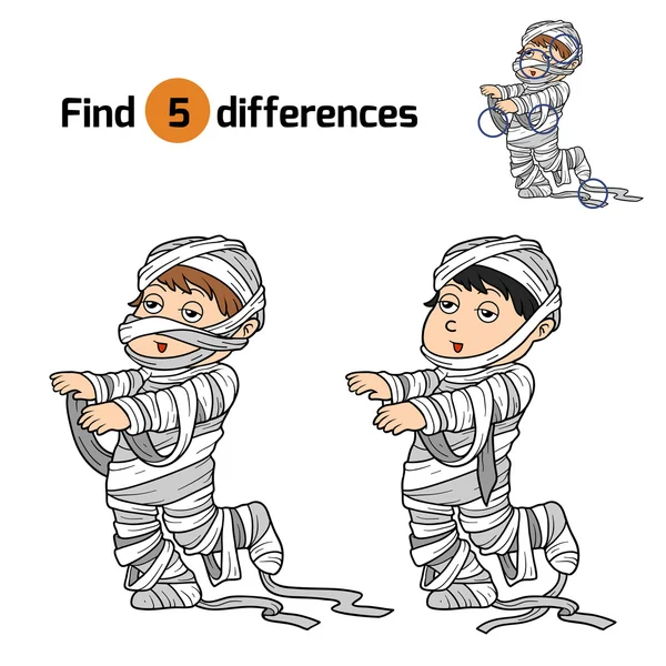 Encontrar diferencias para los niños: Personajes de Halloween (momia ) — Vector de stock