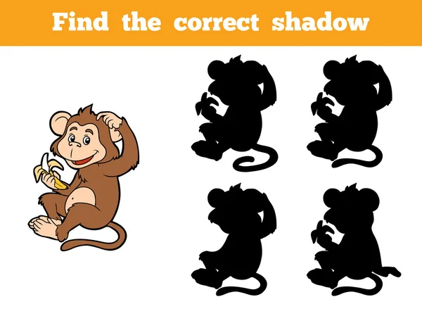 Juego para niños: Encuentra la sombra correcta (pequeño mono ) — Vector de stock