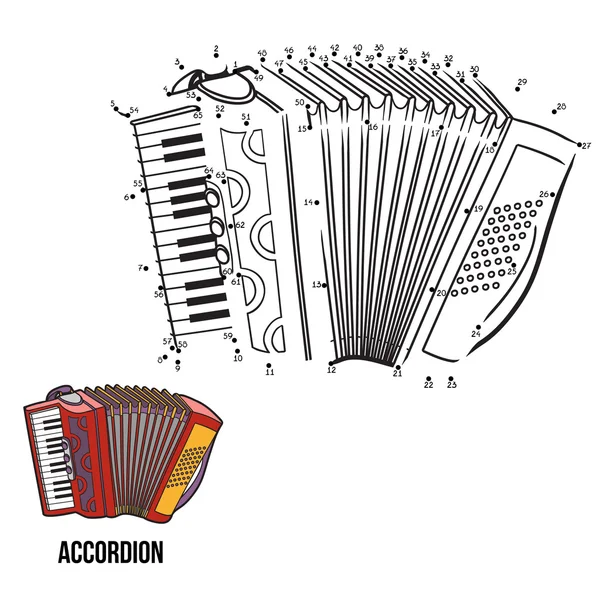 Juego de números: instrumentos musicales (acordeón ) — Vector de stock