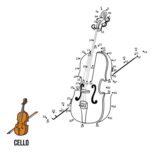 Jeu de nombres pour enfants : instruments de musique (violoncelle ) — Image vectorielle