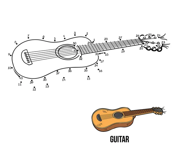 Zahlenspiel für Kinder: Musikinstrumente (Gitarre)) — Stockvektor