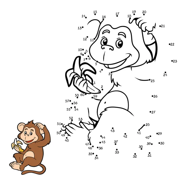 Números de juego: pequeño mono con un plátano — Archivo Imágenes Vectoriales