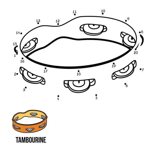 Numbers game for children: musical instruments (tambourine) — Stock Vector